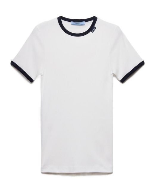 Prada White Ribbed Knit Top