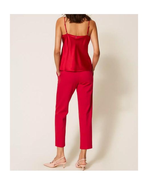 Twinset Red Slits Cigarette Trousers