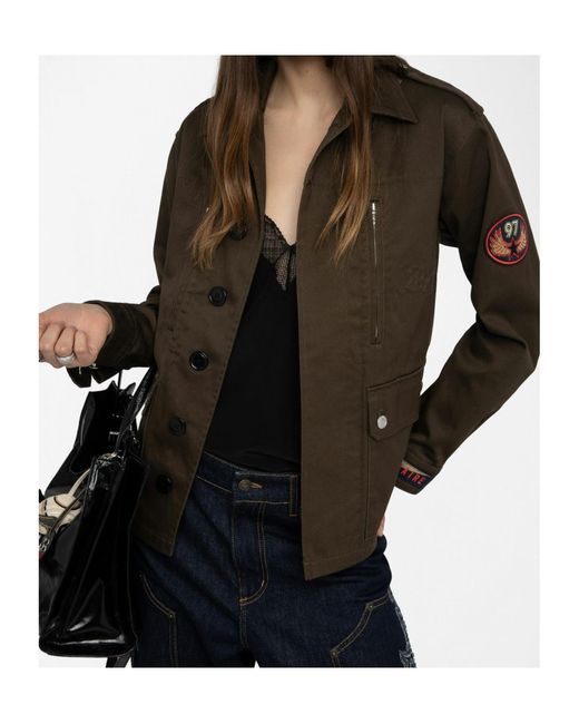 Zadig & Voltaire Brown Zip Patch Cotton Jacket