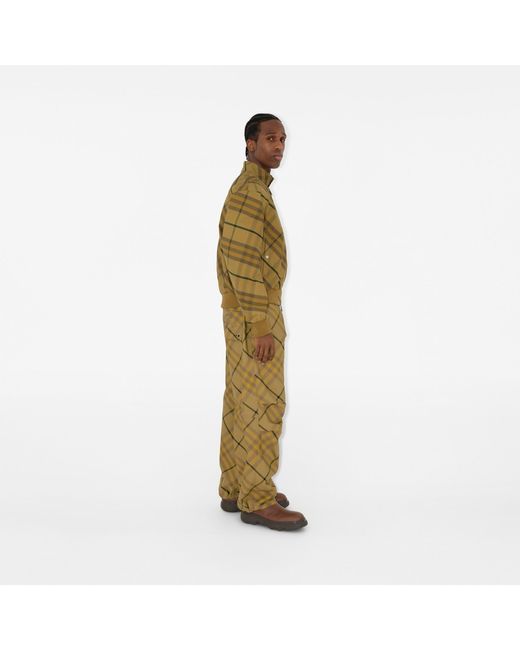 Burberry Green Check Printed Zipped Bomber Jacket for men
