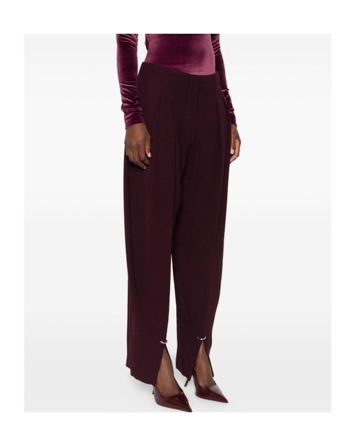 Mugler Purple Pleated Split-Hem Trousers