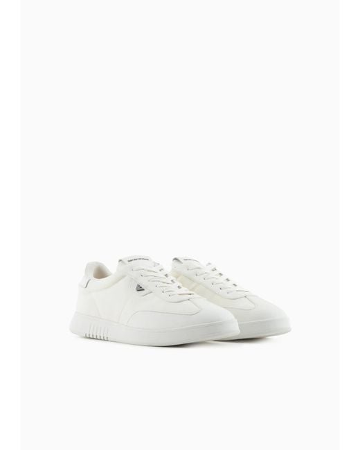 Emporio Armani White Round-Toe Low-Top Casual Shoes for men