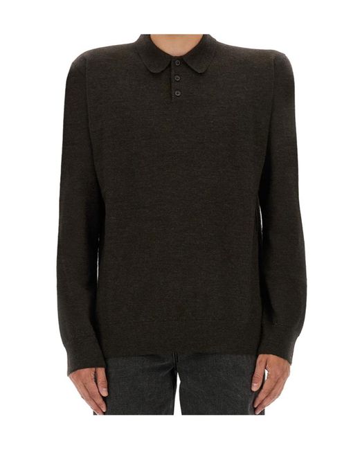 Maison Margiela Black Straight Hem Knitted Polo Shirt for men