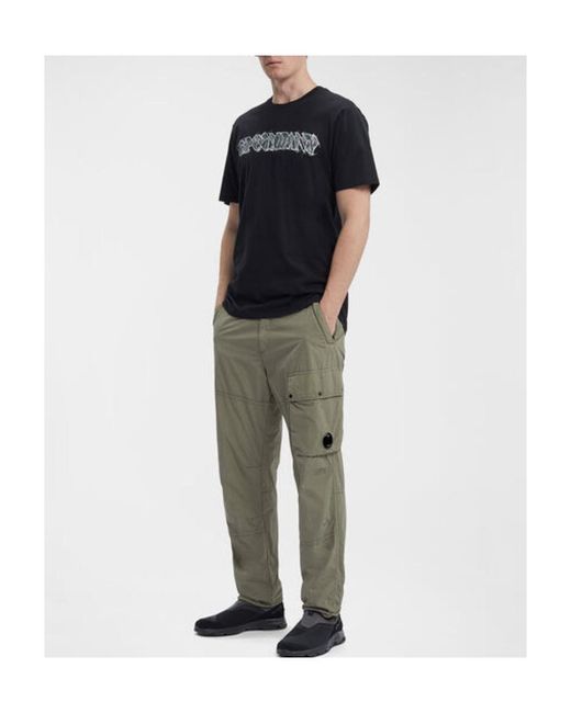 C P Company Black Logo-Print Cotton T-Shirt for men