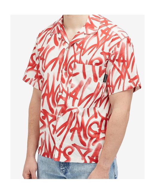 Palm Angels Red Graffiti-Detailed Short-Sleeved T-Shirt for men