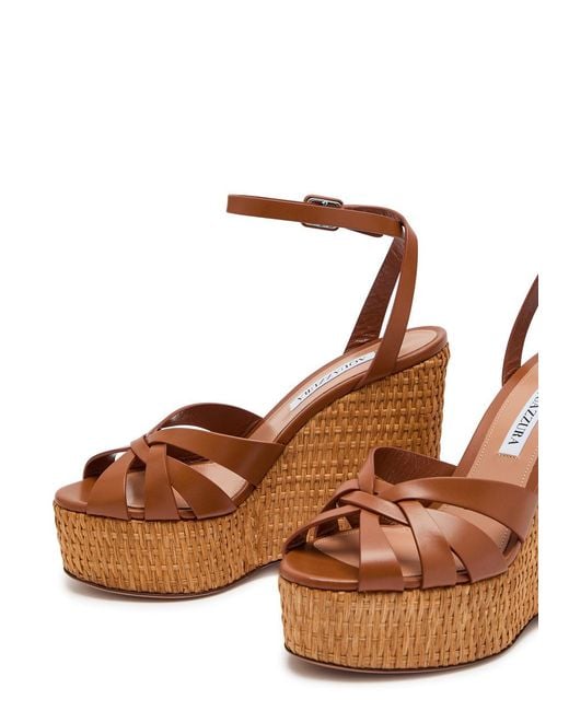 Aquazzura Brown Ankle Strap Sandals