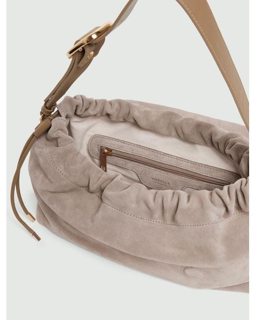 Marella Gray Suede Drawstring Bag