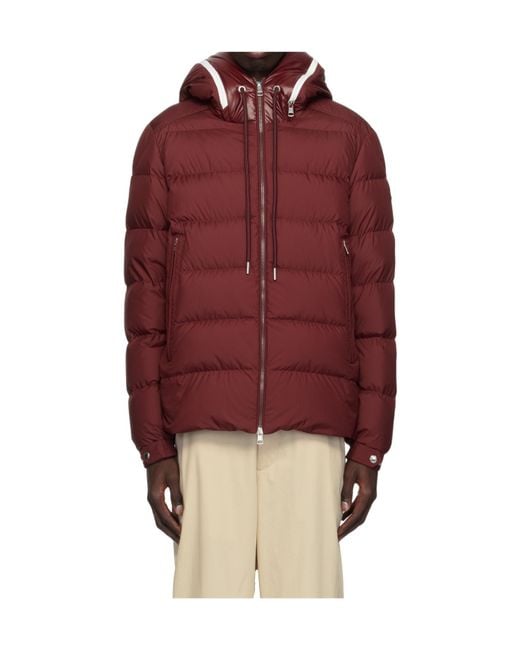 Moncler Red Logo-Patch Padded Jacket for men