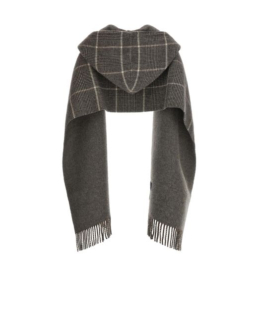 Brunello Cucinelli Gray Checked Cashmere Scarf