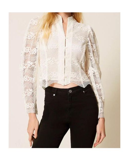 Twinset White Madreperla Lace Shirt