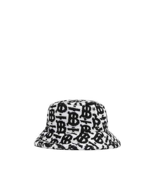 Burberry White Monogram-Print Bucket Hat