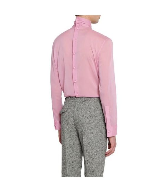 Gucci Pink Stretch Chiffon Shirt for men