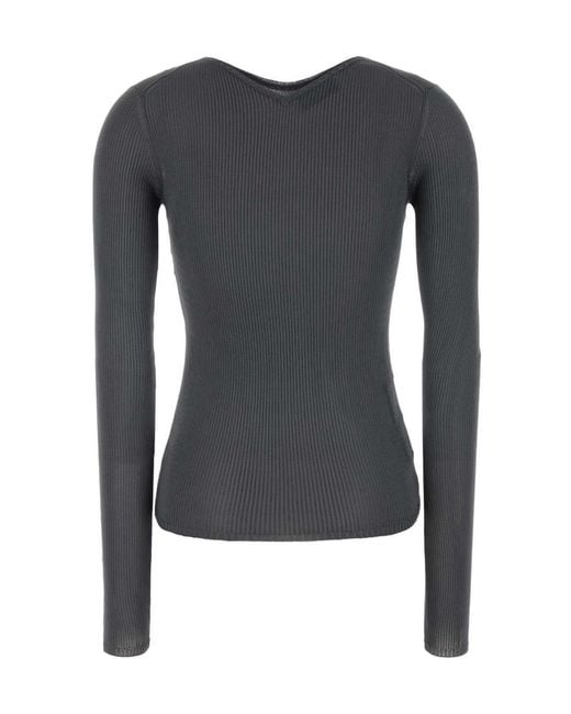 Miu Miu Black Logo-Patch Ribbed Top