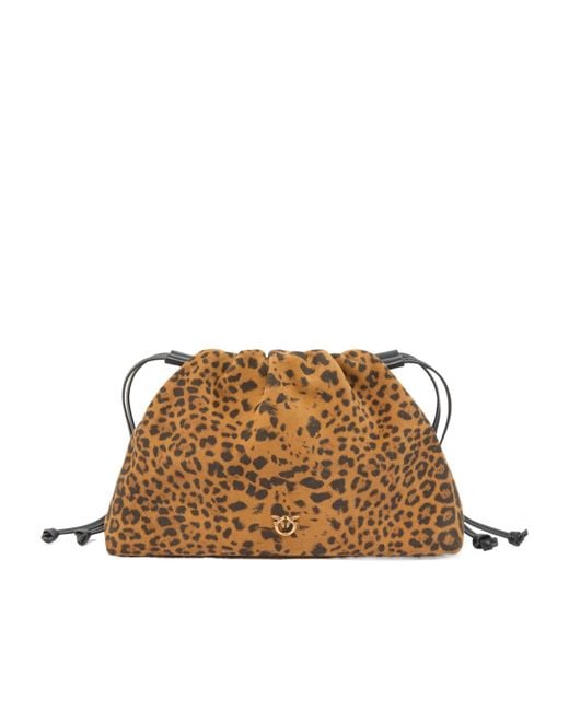 Pinko Brown Leopard Printed Mini Clutch Bag