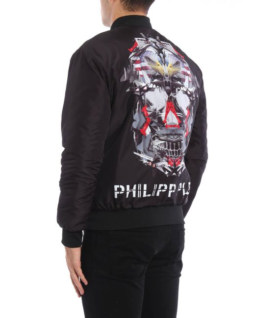 Philipp Plein Blue Logo Baseball Jacket for men