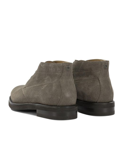 Ferragamo Gray 'Settimo' Lace-Up Ankle Boots for men