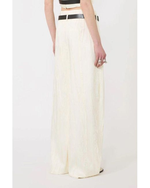Sportmax White Belted Textured Palazzo Pants