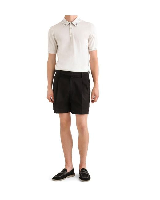 Dolce & Gabbana White Silk Short-Sleeve Polo Shirt for men