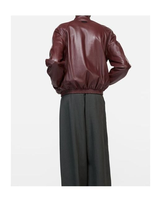 Acne Brown Full-Zip Leather Jacket for men