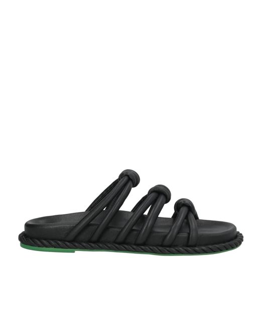 Farm Rio Black Minimalist Leather Sandals