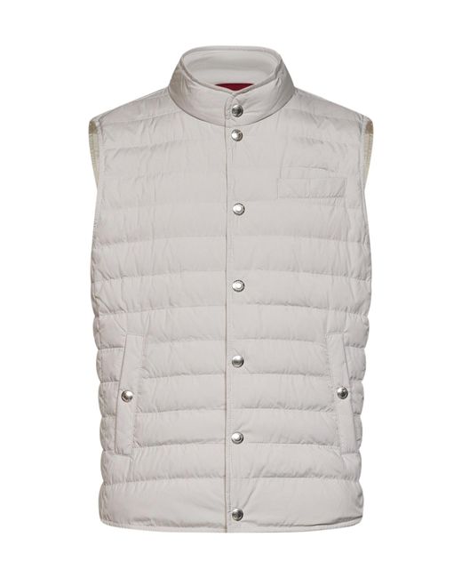 Brunello Cucinelli Gray Padded Buttoned Gilet for men