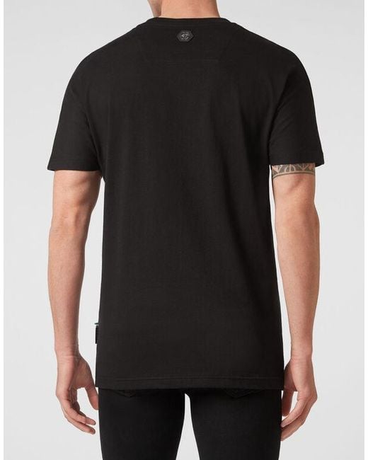 Philipp Plein Black T-Shirt With Round Neck And Short Sleeves for men