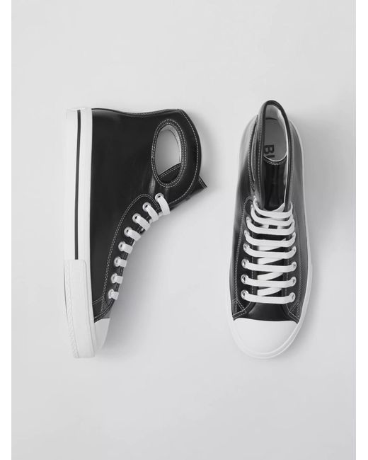 Burberry Black Porthole-Detail High-Top Sneakers for men