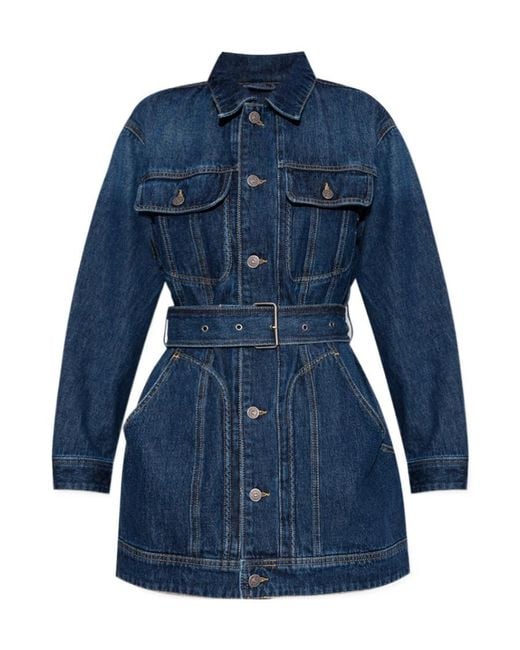 DIESEL Blue De-Flaminia Belted Denim Jacket