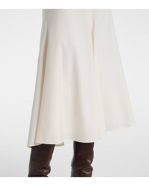 Brunello Cucinelli White Wool-Blend Midi Dress