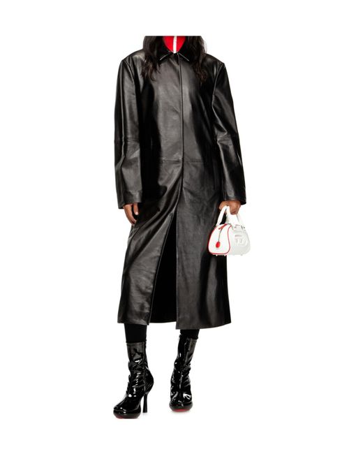 DIESEL Black L-Ancelot Long Padded Leather Coat