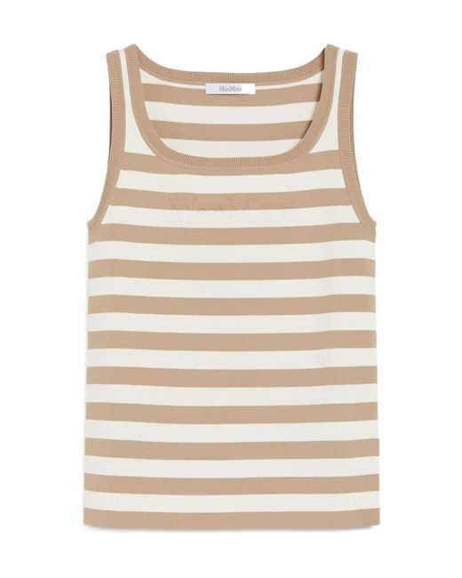 Max Mara Natural Pentola Striped Sleeveless Knitted Top