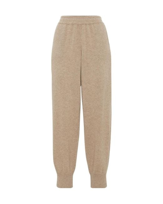 Brunello Cucinelli Natural Knitted Tapered Leg Trousers