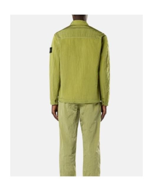 Stone Island Green Zip-Up Regular-Fit Overshirt for men