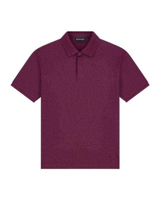 Emporio Armani Purple Textured-Knit Polo Shirt for men