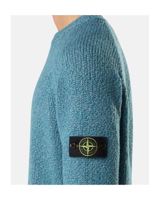 Stone Island Blue Logo Patch Crewneck Jumper for men