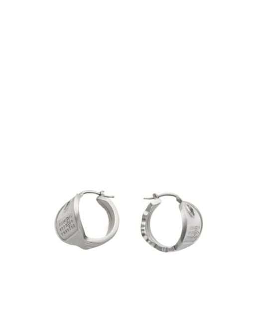 MM6 by Maison Margiela White Logo Engraved Earrings
