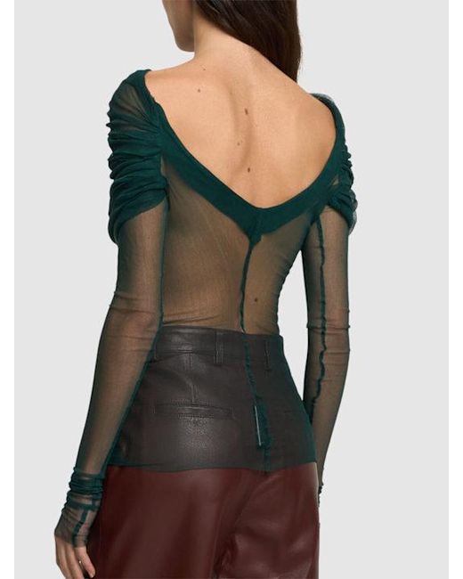 Christopher Esber Green Pleated Sheer Blouse
