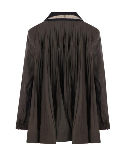 Sacai Black Double-Breasted Suit Jacket