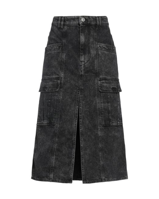 Isabel Marant Black Coloured Wash Denim Skirt