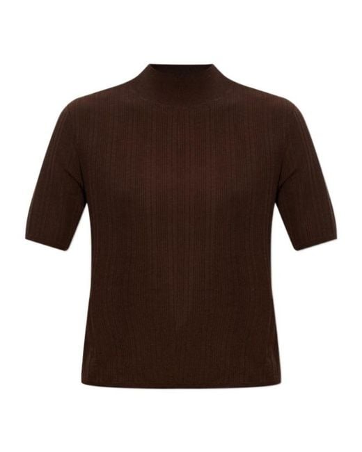 Officine Generale Brown Ribbed Short-Sleeve T-Shirt