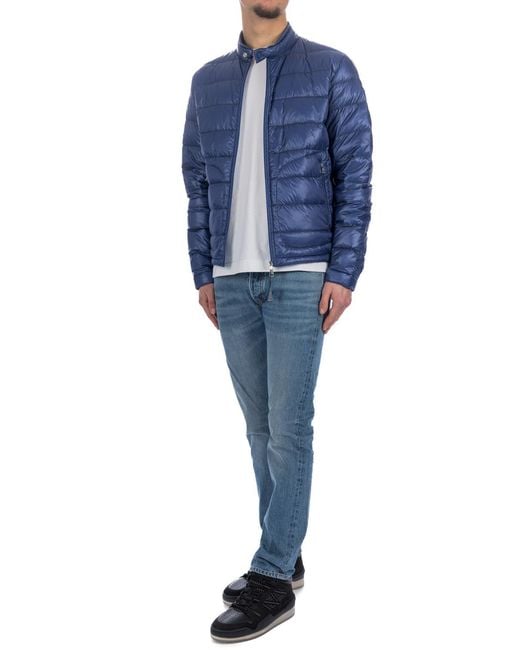 Moncler Blue Long-Sleeved Down Jacket for men