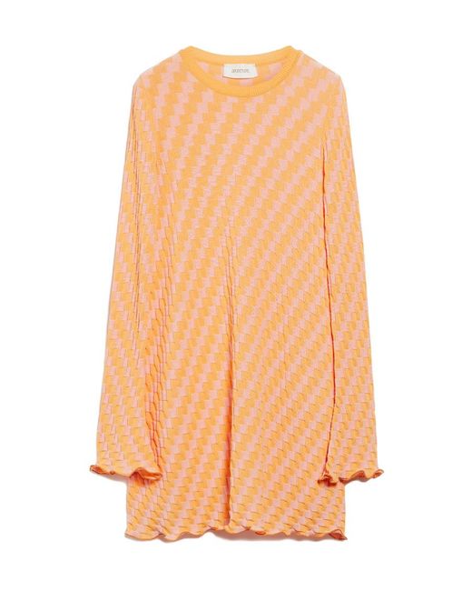 Sportmax Orange Long-Sleeved Cotton Dress