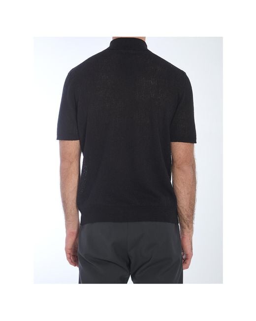 Barena Black Marco Alafin Knitted Polo Shirt for men