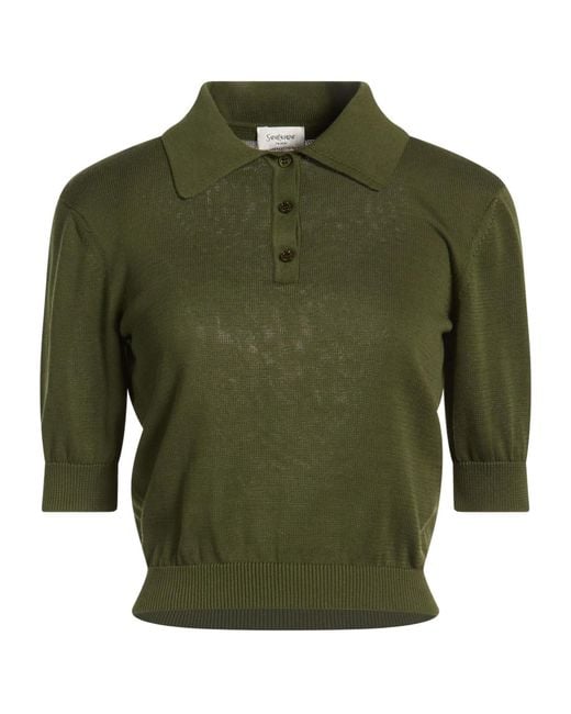 Saint Laurent Green Short-Sleeved Sweater