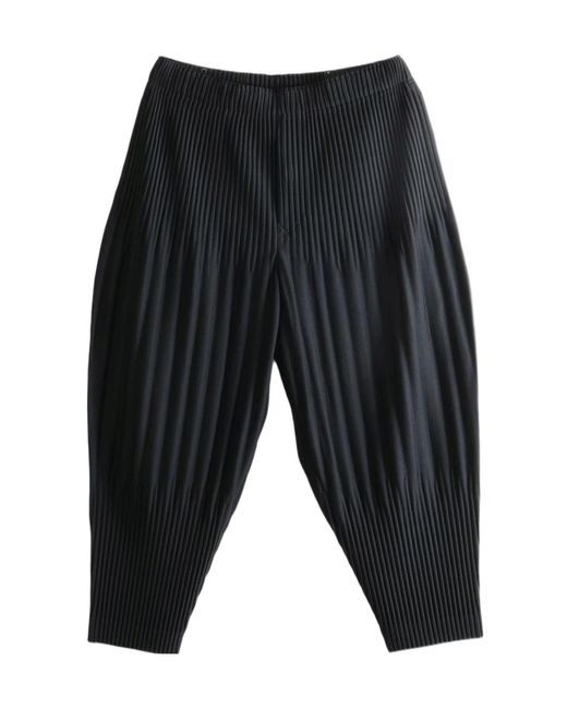 Homme Plissé Issey Miyake Gray Pleated Cropped Trousers for men
