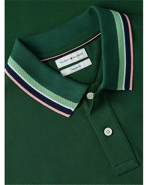 Tommy Hilfiger Green Regular Fit Tipped Polo Shirt for men
