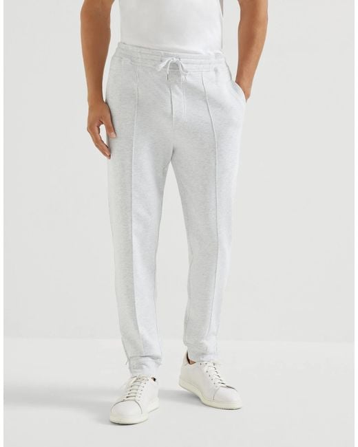 Brunello Cucinelli White Drawstring Track Pants for men