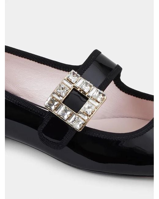Roger Vivier Black Très Vivier Buckle Embellished Babies Ballerinas