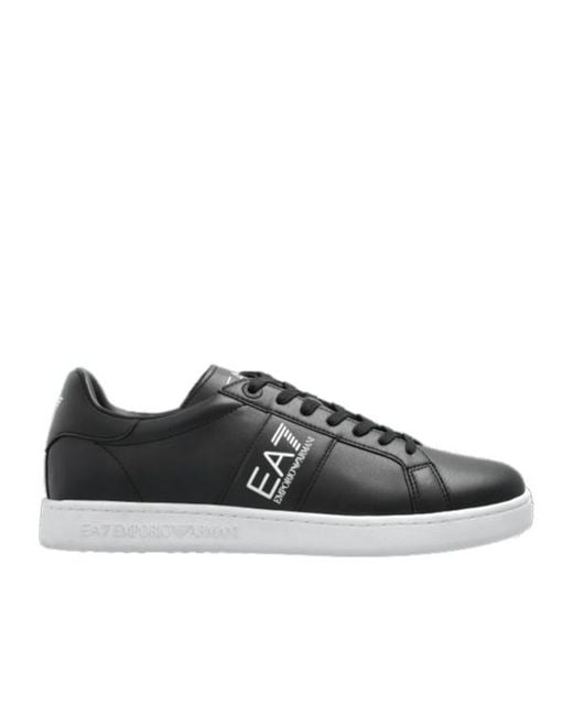 EA7 Black Logo Detailed Lace-Up Sneakers for men