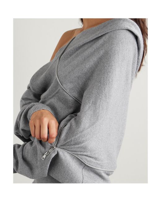 Y. Project Gray Hooded Zip-Detailed Merino Wool Maxi Dress